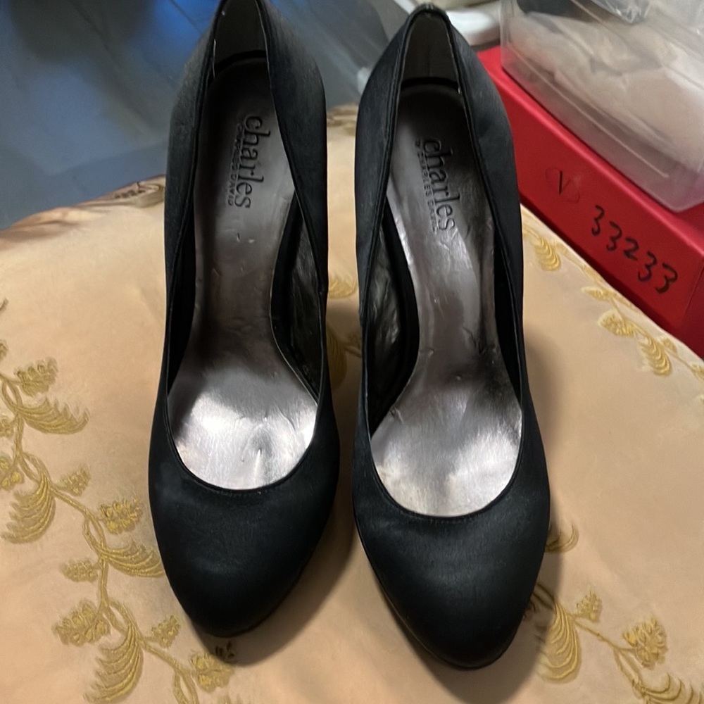 Charles David, worn once . Great platform satin shoe! $40 now $30